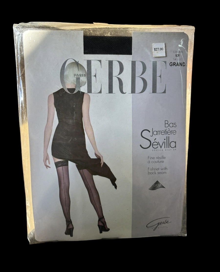 Gerbe Paris Bas Jarretiere Sevilla Fishnet w/ Back Seam Noir Black Large