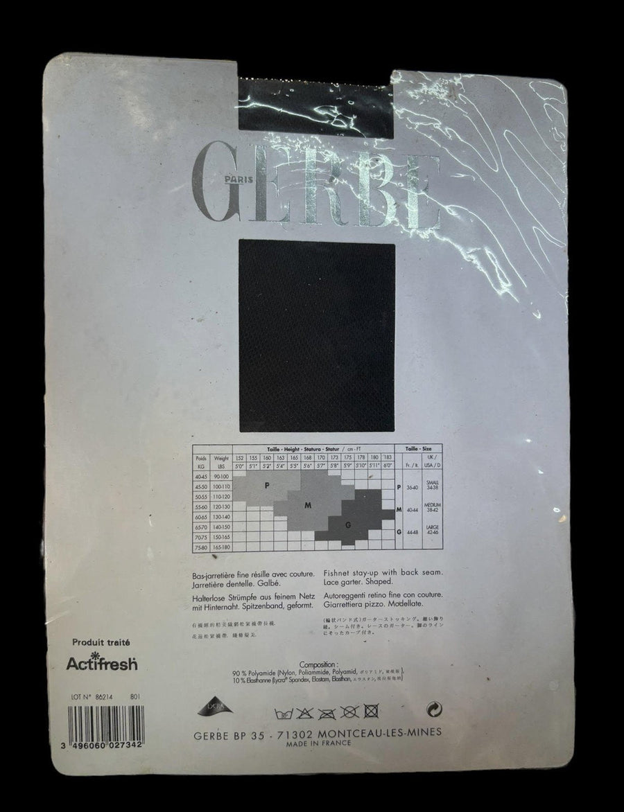 Gerbe Paris Bas Jarretiere Sevilla Fishnet w/ Back Seam Noir Black Large