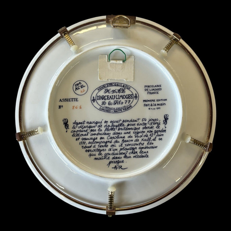 Lafayette Legacy Plates Pair Decorative Porcelain American Revolution