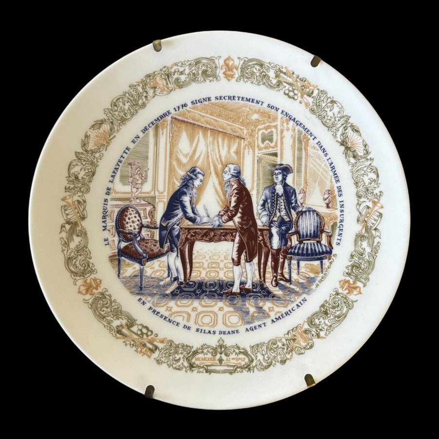 Lafayette Legacy Plates Pair Decorative Porcelain American Revolution