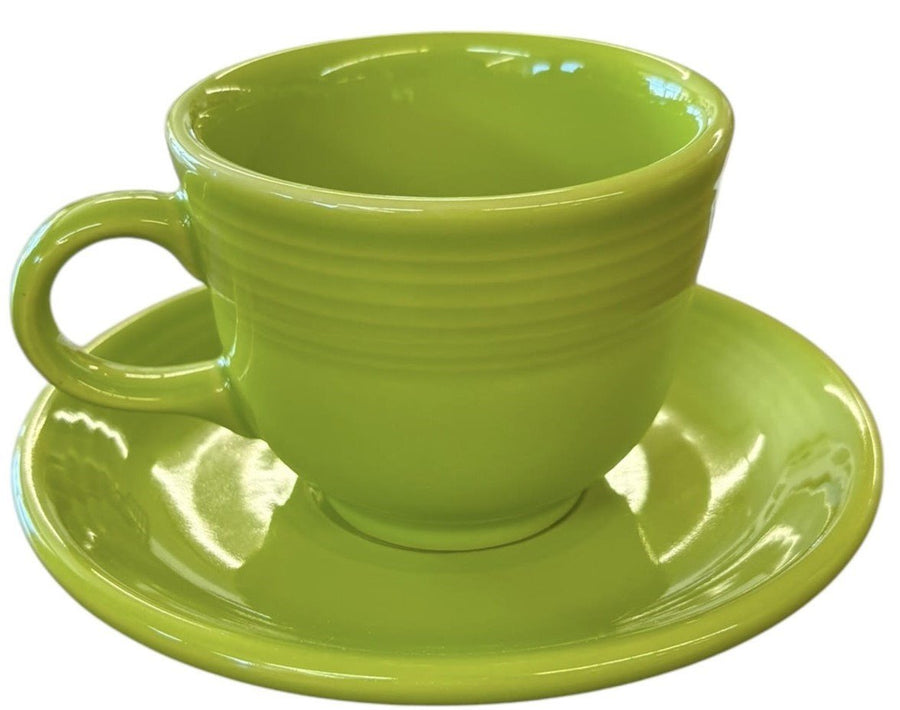 Fiesta - Lemongrass Green Teacup & Saucer Ceramic Homer Laughlin Tea Set Kitchen