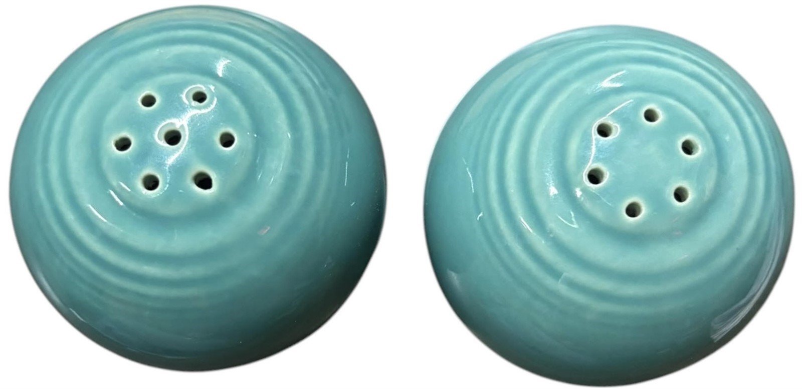 Fiesta - Turquoise Blue Ball Salt and Pepper Set Shakers Ceramic Homer Laughlin