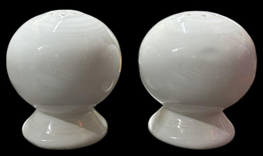 Fiesta - White Ball Salt and Pepper Set Shakers Ceramic Homer Laughlin