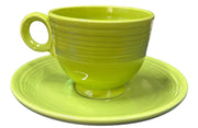 Fiesta - Vintage Chartreuse Green Teacup & Saucer Homer Laughlin Ceramic Dish