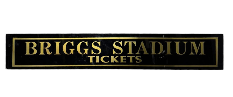 Briggs Stadium Tickets Antique Jalousie Glass Sign