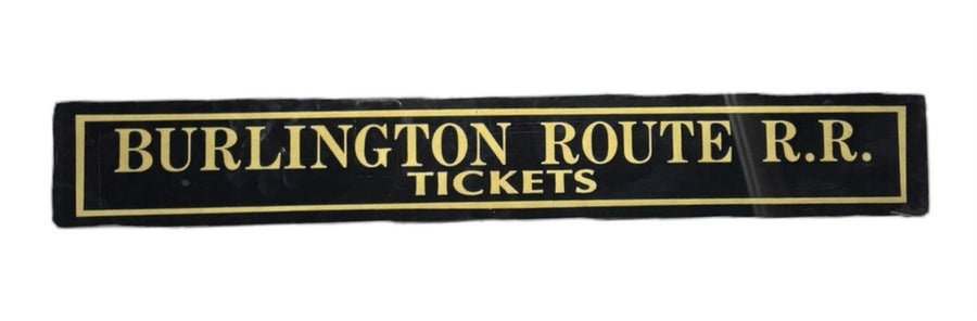 Burlington Route RR Tickets Antique Jalousie Glass Sign