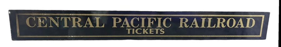 Central Pacific Railroad Tickets Antique Jalousie Glass Sign