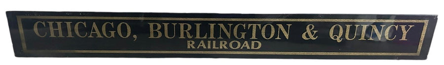 Chicago Burlington & Quincy Railroad Antique Jalousie Glass Sign