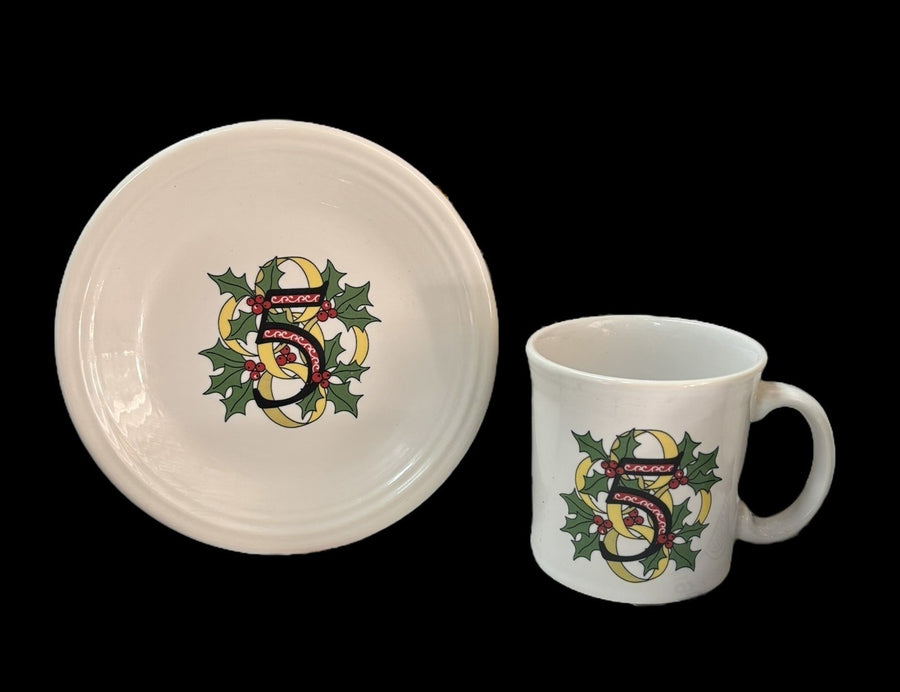 Fiesta Homer Laughlin 12 Days Of Christmas Cup And Saucer Five Gold Rings