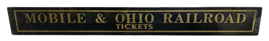 Mobile & Ohio Railroad Tickets Antique Jalousie Glass Sign