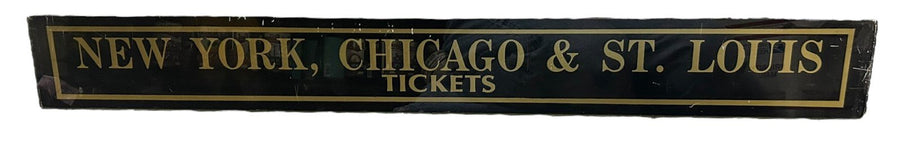 New York Chicago & St Louis Tickets Antique Jalousie Glass Sign