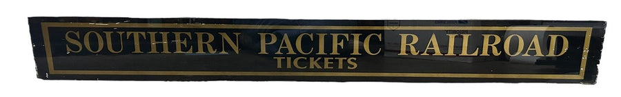 Southern Pacific Railroad Tickets Antique Jalousie Glass Sign