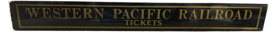 Western Pacific Railroad Tickets Antique Jalousie Glass Sign