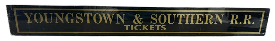 Youngstown & Southern RR Tickets Antique Jalousie Glass Sign