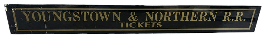 Youngstown & Northern RR Tickets Antique Jalousie Glass Sign