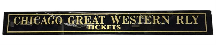 Chicago Great Western Rly Tickets Antique Jalousie Glass Sign