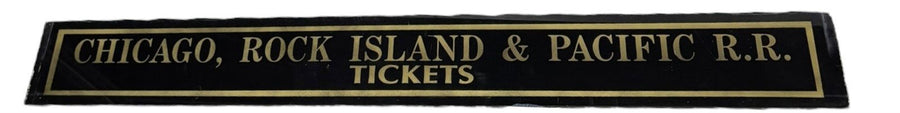 Chicago, Rock Island & Pacific RR Tickets Antique Jalousie Glass Sign