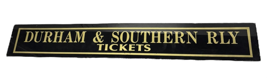 Durham & Southern Rly Tickets Antique Jalousie Glass Sign