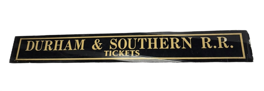 Durham & Southern RR Tickets Antique Jalousie Glass Sign