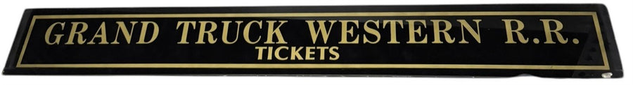 Grand Truck Western RR Tickets Antique Jalousie Glass Sign