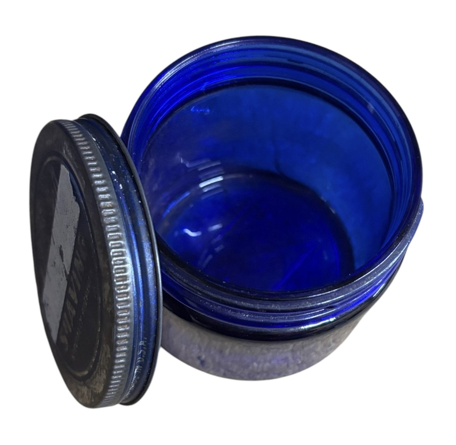 Cobalt Blue Noxzema Jars Antique with Lids Vintage Set of 4