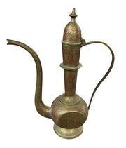 Brass Teapot Antique Fak Madi Vintage Hinged Lid Red Design