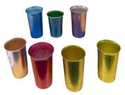 MCM Aluminum Tumblers With Stirring Spoons Set Of 7 Vintage Collectible Barware