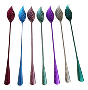 MCM Aluminum Tumblers With Stirring Spoons Set Of 7 Vintage Collectible Barware