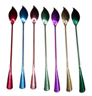 MCM Aluminum Tumblers With Stirring Spoons Set Of 7 Vintage Collectible Barware