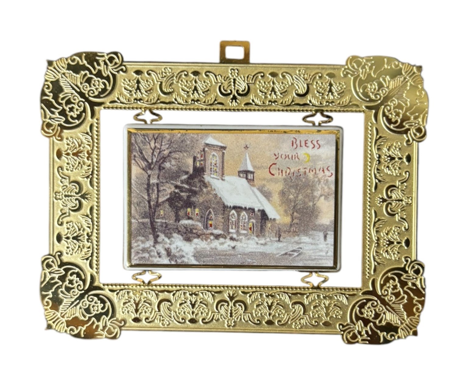 Baldwin Brass Ornament Vintage Christmas Holiday Snowy Church 7113.010