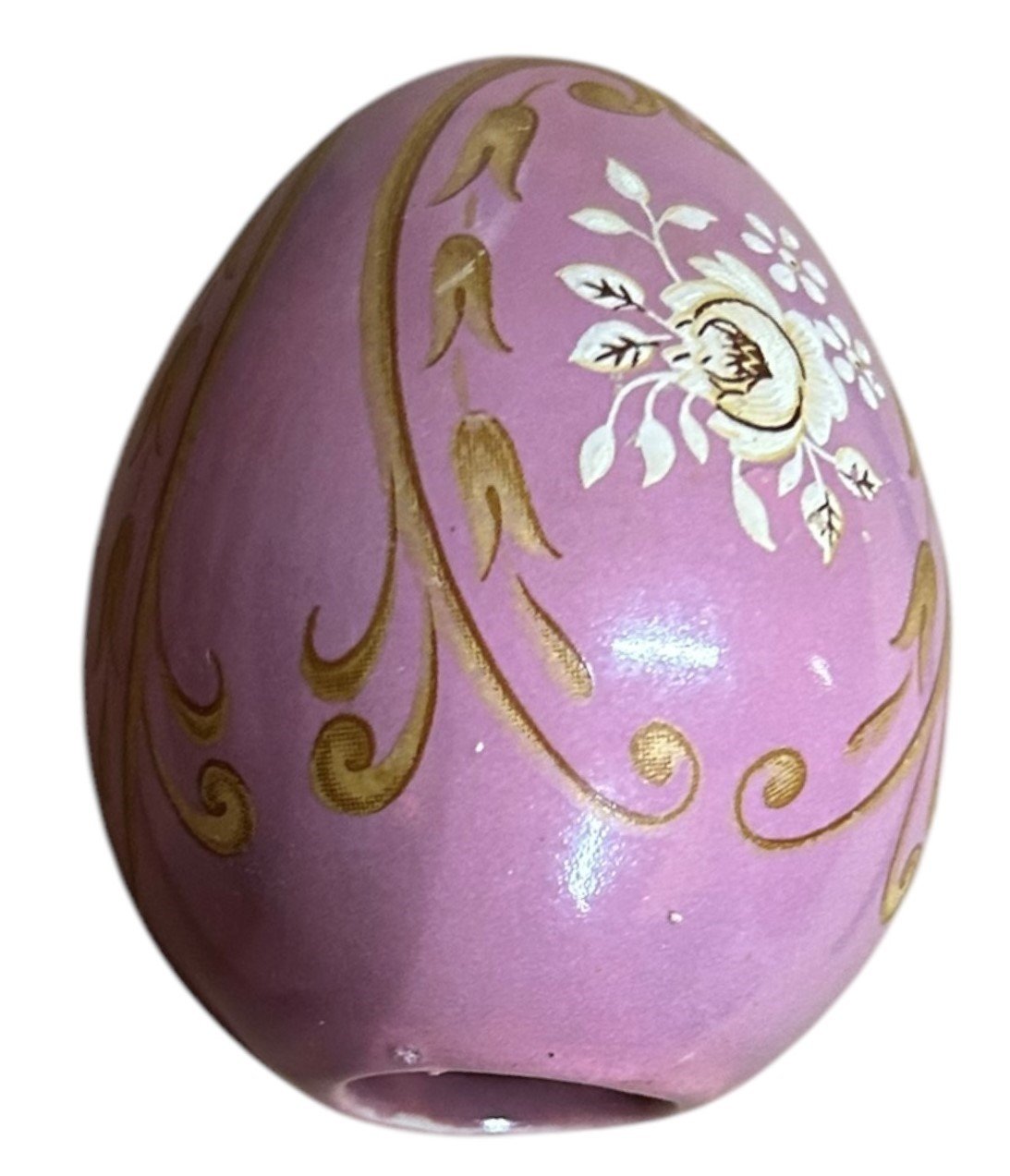 Ceramic Hand Painted Eggs Floral Design Vintage Set of 4
