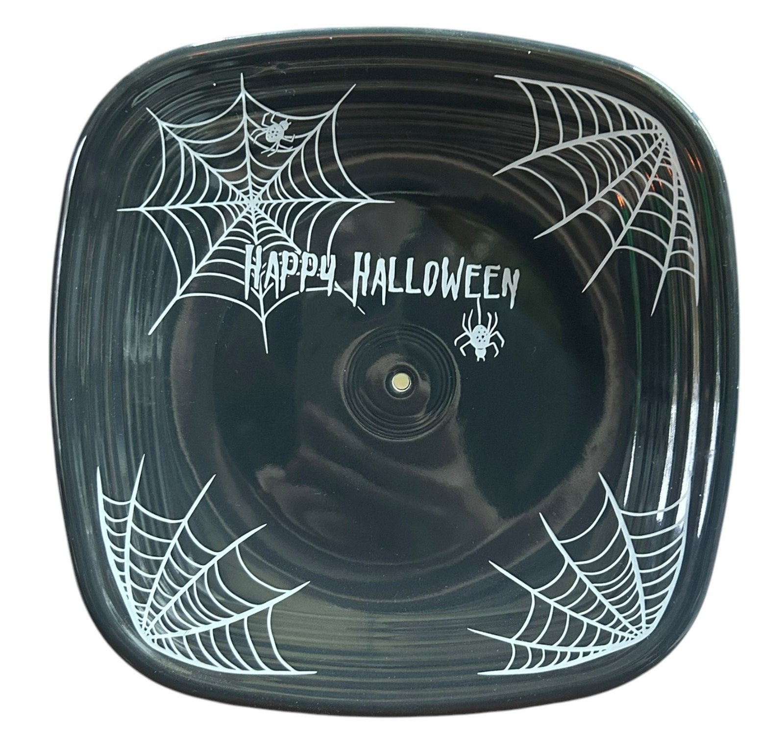 Fiesta - Slate Gray Square Serving Plate w/ Handle Halloween Spiderweb HLC