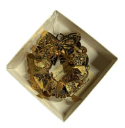 Danbury Mint 1996 Wreath Bow Ornaments Vintage Genuine 24K Gold Flashed Brass