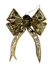 Danbury Mint 1996 Wreath Bow Ornaments Vintage Genuine 24K Gold Flashed Brass