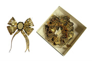 Danbury Mint 1996 Wreath Bow Ornaments Vintage Genuine 24K Gold Flashed Brass