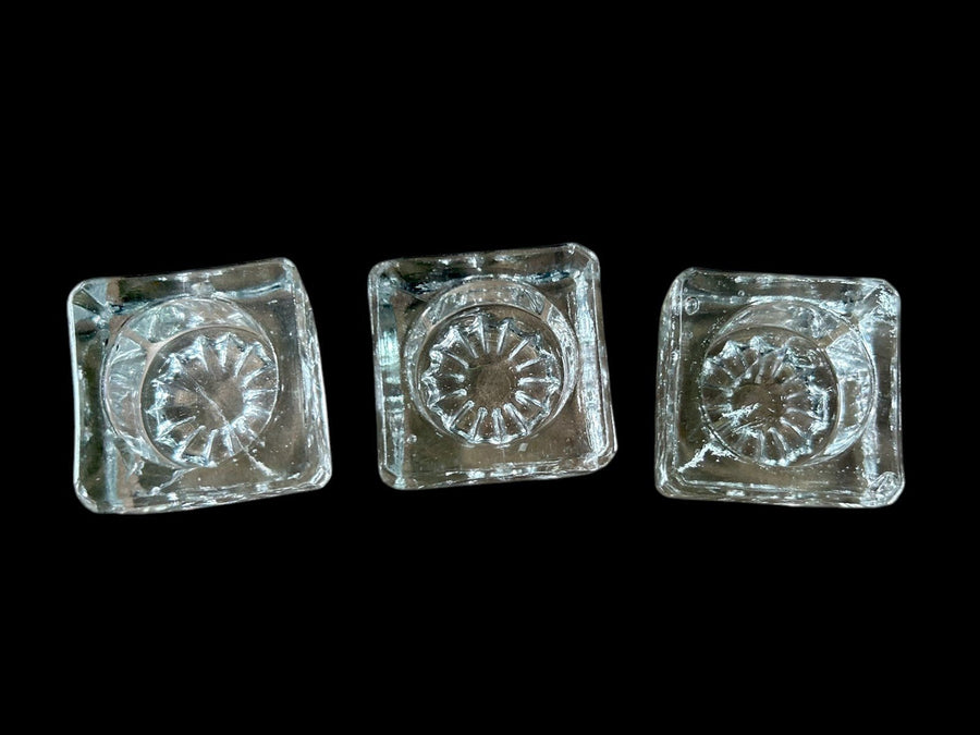 Clear Pressed Glass Open Salt Cellars Antique Fluted Bottom Vintage Set of 3