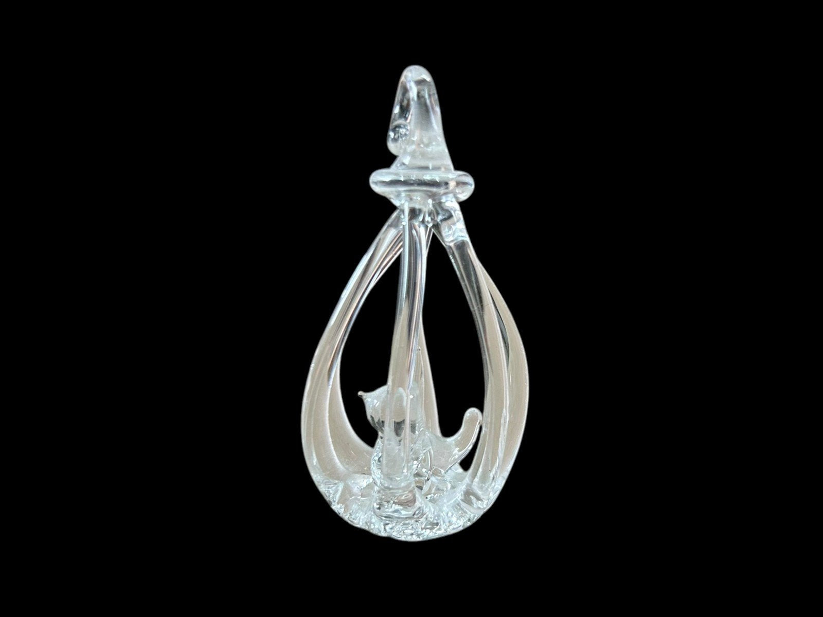 Spun Glass Candle Slipper Bird in a Cage Vintage Set of 3