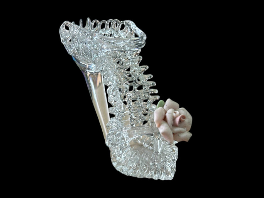 Spun Glass Candle Slipper Bird in a Cage Vintage Set of 3