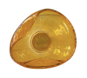 Amber Orange Blown Glass Bowl Vintage Controlled Bubble Folded Edge
