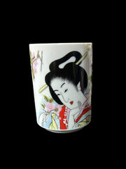 Geisha Girl Coffee Tea Cup Antique Porcelain Made in Japan Vintage Set of 4