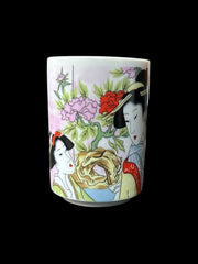 Geisha Girl Coffee Tea Cup Antique Porcelain Made in Japan Vintage Set of 4