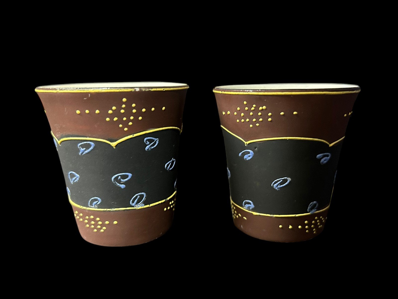 Asian Shot Glass Vintage Hand Painted Set of 2
