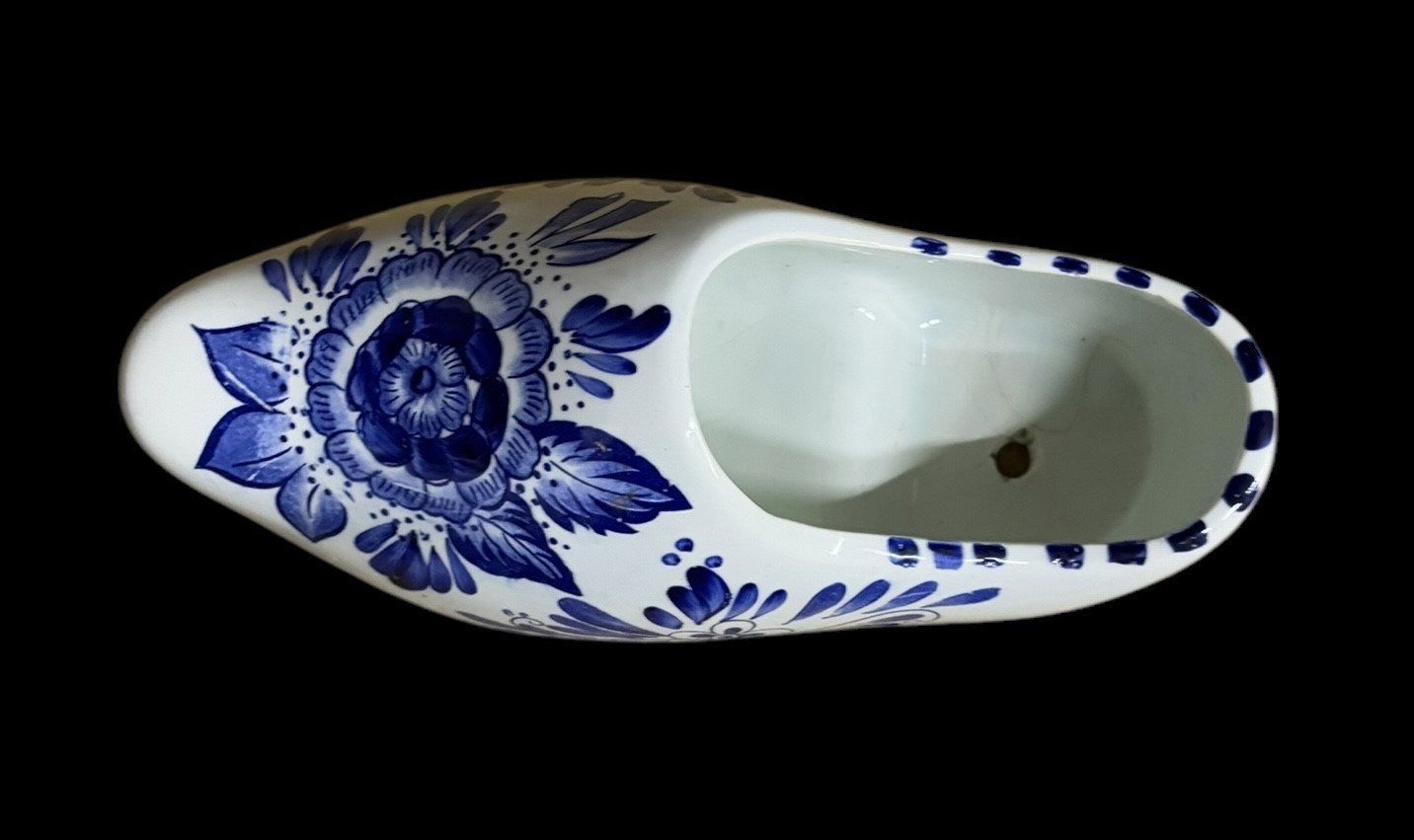 Delfts Blauw Porcelain Clog Planter Antique Hand Painted Vintage Made in Taiwan