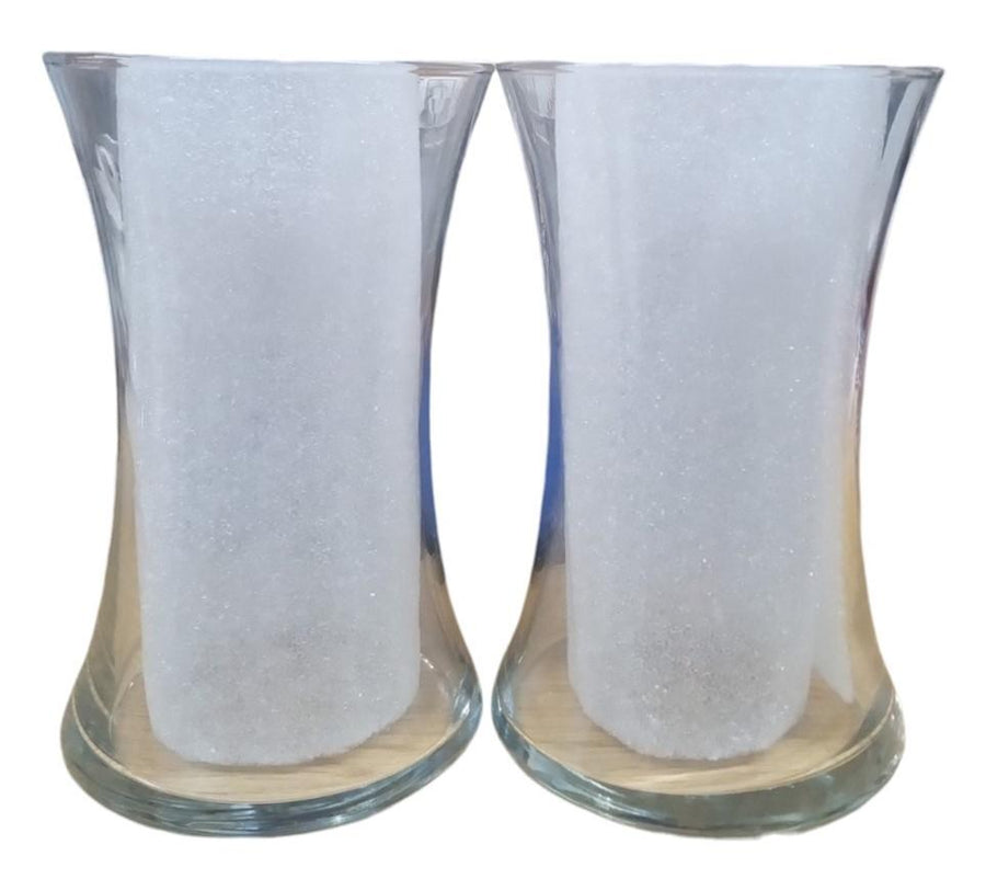 Floral Vases Hourglass Set Of 2 Shape Glass Vintage Collectible Nostalgic