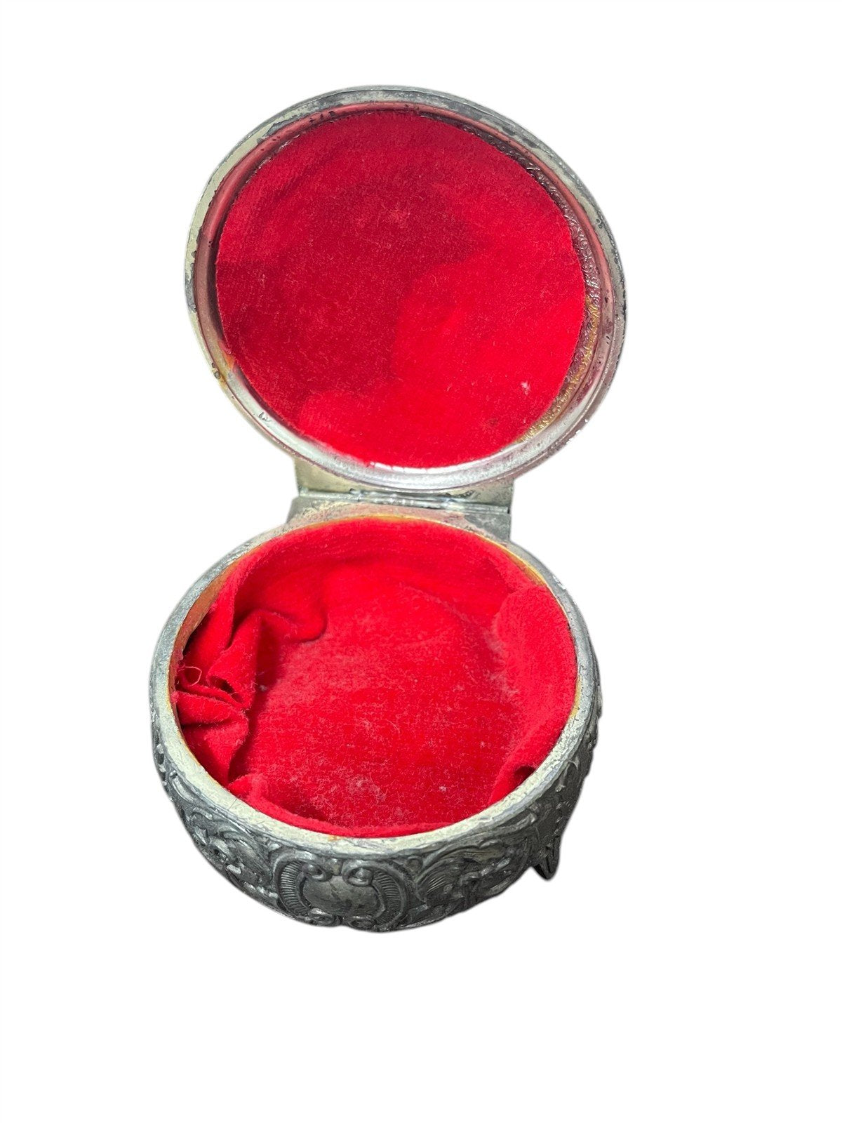 Trinket Box Pair Silver Plated Felt Lined Ornate Vintage Colonial Floral Decor