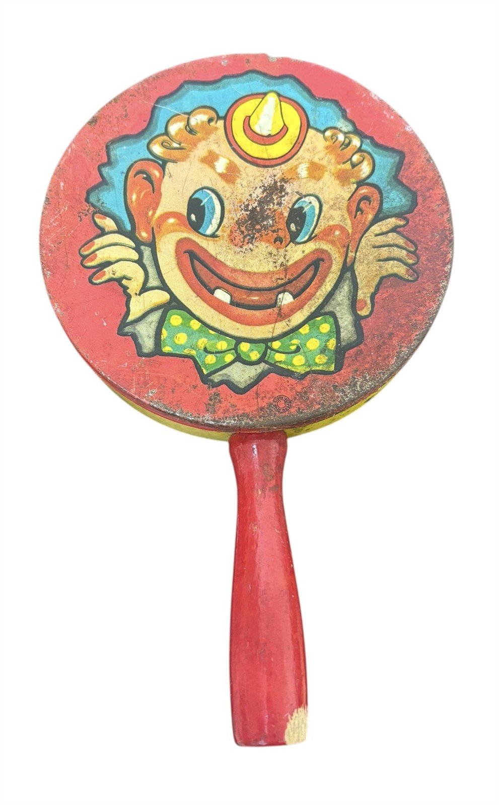 Tin Toy Lithograph Noisemaker Circus Rattle Bells MFG T Cohn Antique Lot of 3