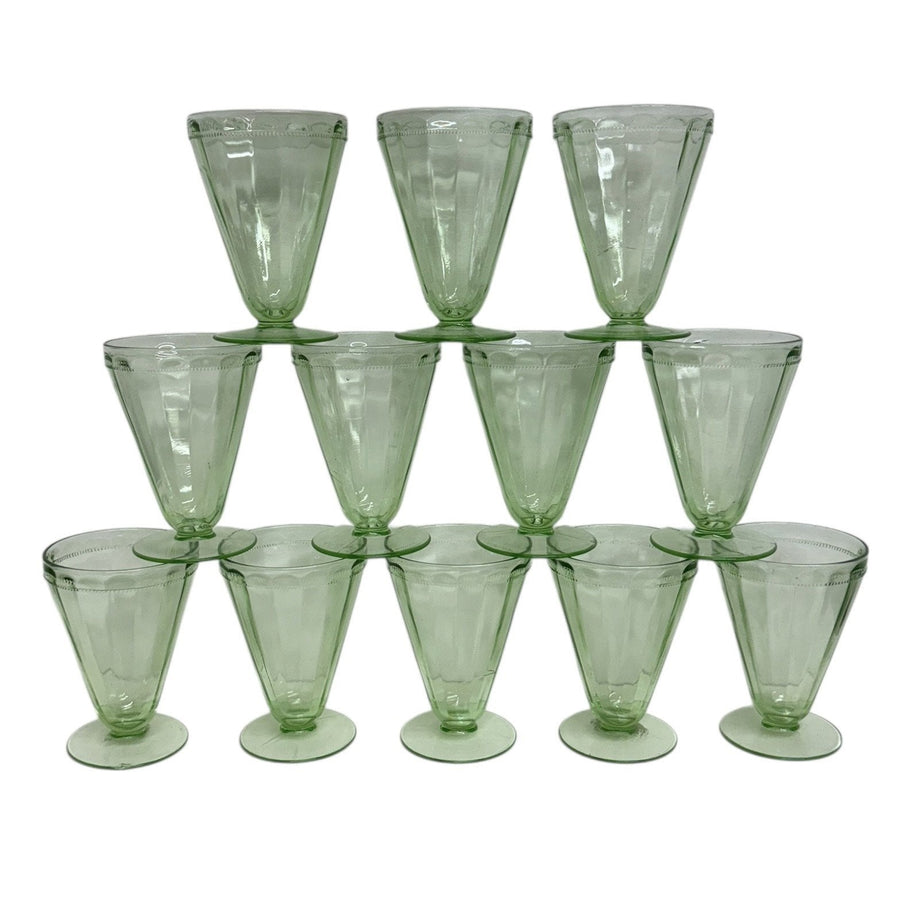 Uranium Parfait Glasses Cambridge Vintage Vaseline Cups Set of 12 Goblets