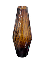 Brown Amber Tall Textured Glass Vase Unique