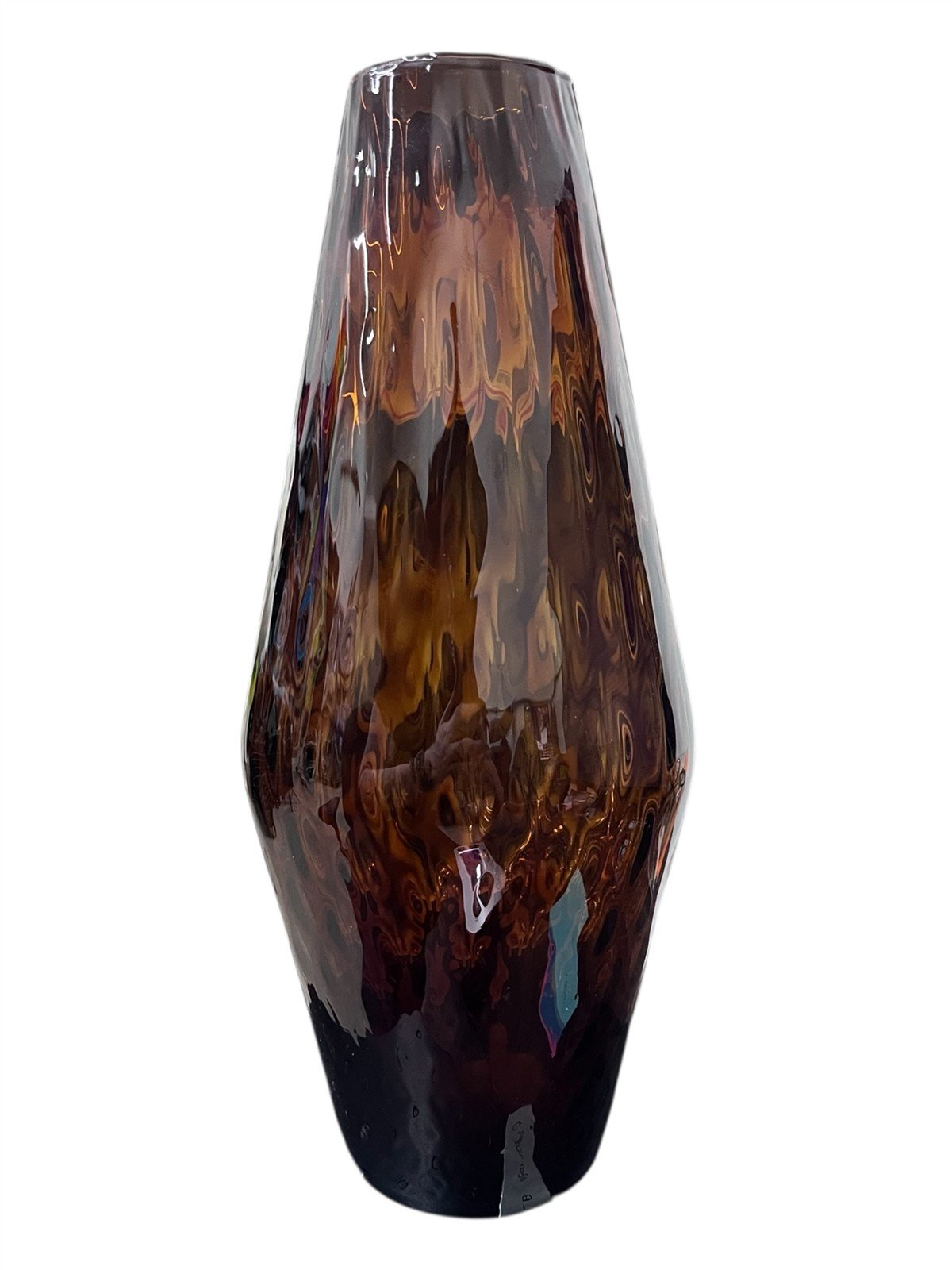 Brown Amber Tall Textured Glass Vase Unique