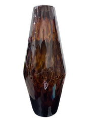 Brown Amber Tall Textured Glass Vase Unique